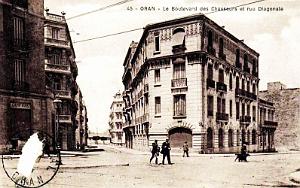 ORAN - BOULEVARD DES CHASSEURS ET RUE DIAGONALE - 1914